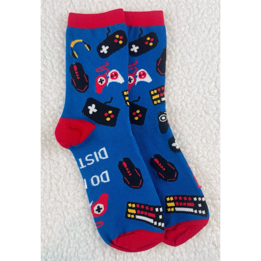 (NWOT) Blue/Red Novelty Gamer Tall Socks